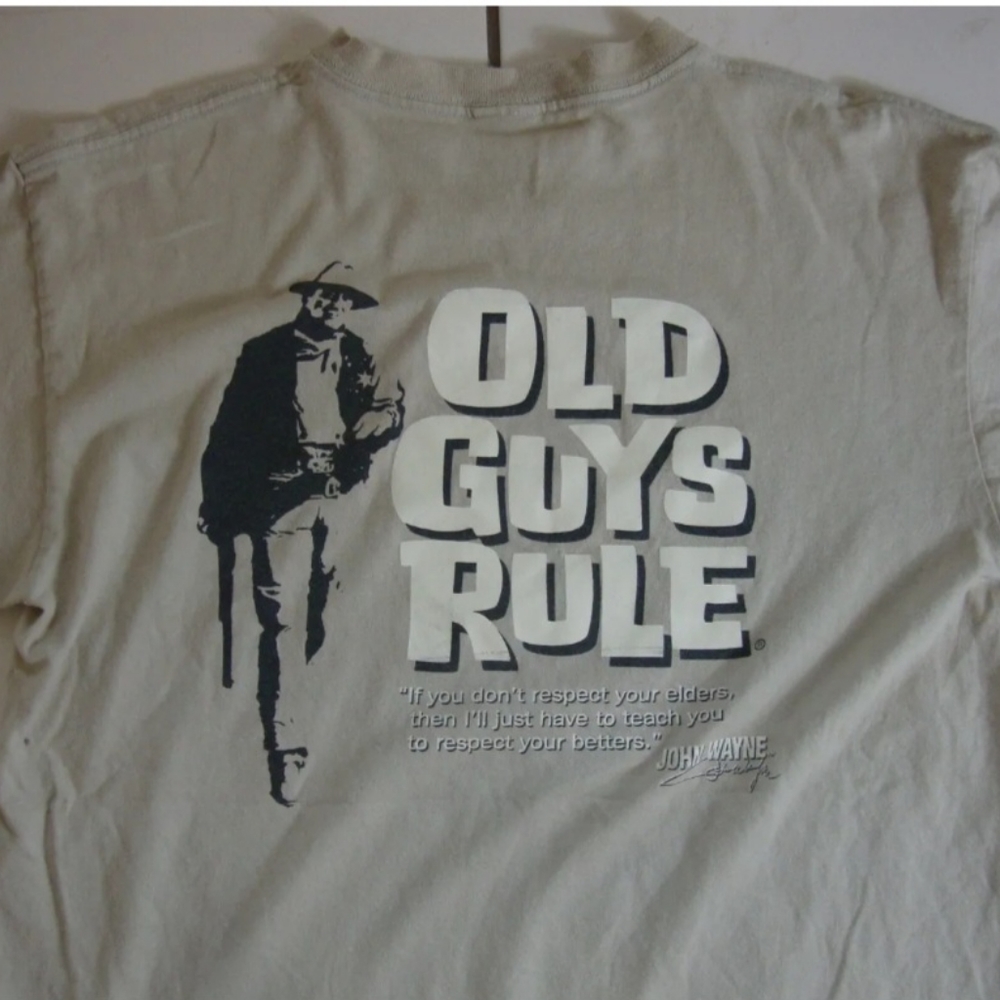 OLD GUYS RULE MENS JOHN WAYNE GRAPHIC CREW NECK T-SHIRT SIZE XL